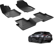 Pavimenti in gomma per auto Lexus NX 2022-2025, TPE pavimenti in gomma per tutti i climi in misura personalizzata per Lexus NX 1a e 2a fila, set completo di accessori pavimenti auto, pavimenti antiscivolo neri