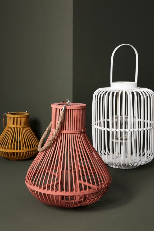 Set 2 Lanterne in Iuta Boho da Esterno - AISHA Colore: Rosa