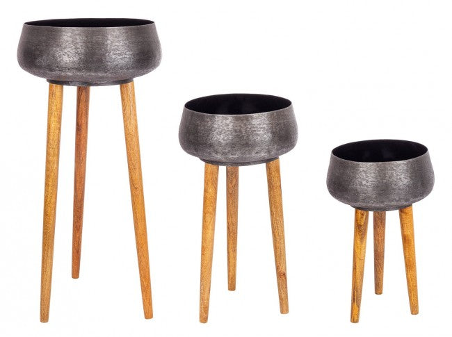 Porta Vaso Metallo Nero Stile Industriale da Interno - ROMAN Colore: Nero