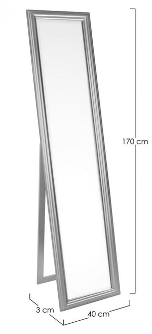 Specchio con Stand Argentato Moderno da Interno 40x170 - ATEN Colore: Argentato