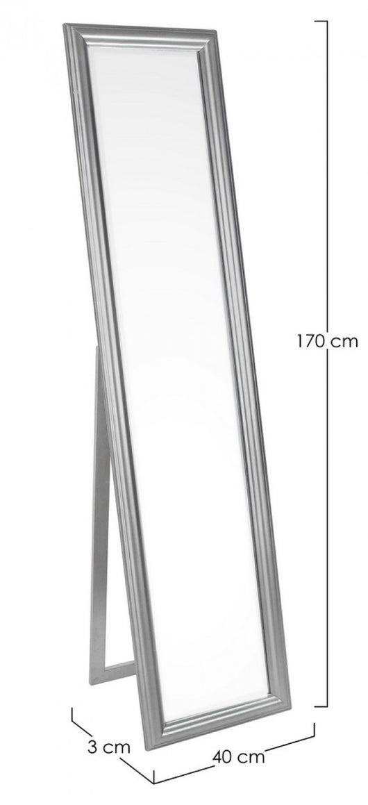 Specchio con Stand Argentato Moderno da Interno 40x170 - ATEN Colore: Argentato
