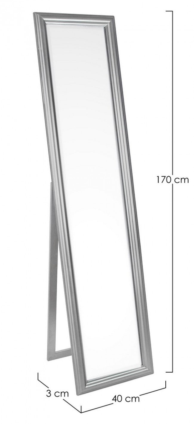 Specchio con Stand Argentato Moderno da Interno 40x170 - ATEN Colore: Argentato