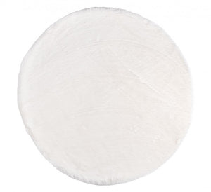 Set 4 Tappeti Rotondi Tessuto Marrone Moderni 90 cm - STEWART Colore: Bianco