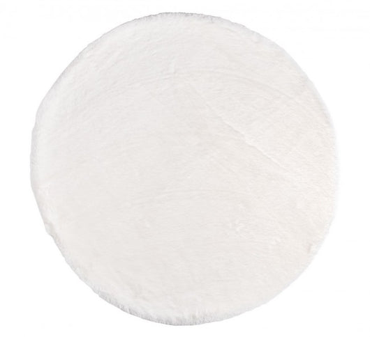 Set 4 Tappeti Rotondi Tessuto Marrone Moderni 90 cm - STEWART Colore: Bianco