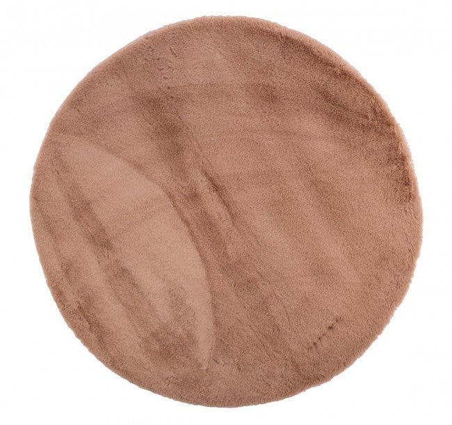 Set 4 Tappeti Rotondi Tessuto Marrone Moderni 90 cm - STEWART Colore: Marrone