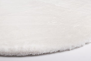 Set 4 Tappeti Rotondi Tessuto Marrone Moderni 90 cm - STEWART Colore: Bianco