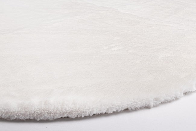 Set 4 Tappeti Rotondi Tessuto Marrone Moderni 90 cm - STEWART Colore: Bianco