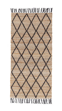 Set 2 Tappeti in Iuta Marrone Rustico da Interno 70x140 - WATSON Colore: Nero