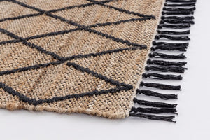 Set 2 Tappeti in Iuta Marrone Rustico da Interno 70x140 - WATSON Colore: Nero