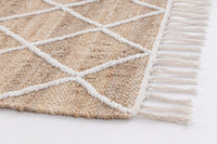 Set 2 Tappeti in Iuta Marrone Rustico da Interno 70x140 - WATSON Colore: Bianco