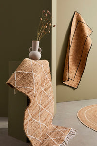 Set 2 Tappeti in Iuta Marrone Rustico da Interno 70x140 - WATSON Colore: Bianco