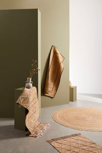 Set 2 Tappeti in Iuta Marrone Rustico da Interno 70x140 - WATSON Colore: Bianco