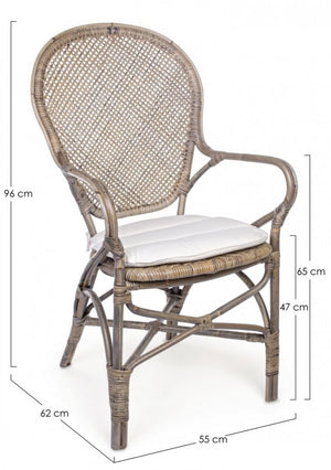 Sedia in Rattan Marrone Rustica da Interno - ANGELICA Colore: Marrone