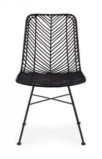 Sedia in Rattan Nero Moderno da Interno - LORE Colore: Nero