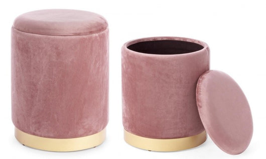 Pouf Contenitore Velluto Verde Moderno da Interno - SERENA Colore: Rosa
