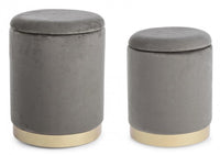 Pouf Contenitore Velluto Verde Moderno da Interno - SERENA Colore: Grigio