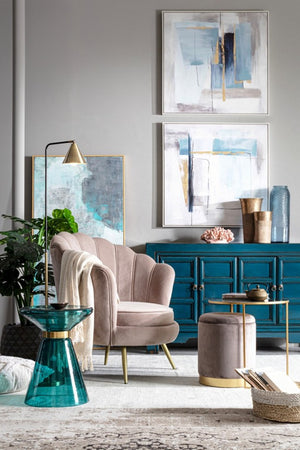 Pouf Contenitore Velluto Verde Moderno da Interno - SERENA Colore: Grigio