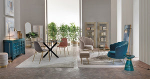 Pouf Contenitore Velluto Verde Moderno da Interno - SERENA Colore: Grigio