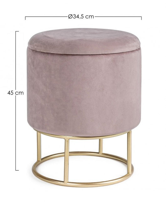 Sgabello Contenitore Velluto Nero Moderno da Interno - SERENA Colore: Rosa