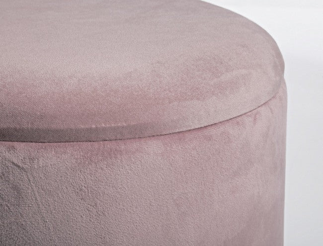Sgabello Contenitore Velluto Nero Moderno da Interno - SERENA Colore: Rosa