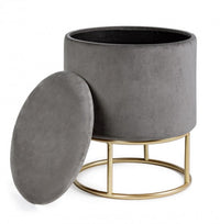 Sgabello Contenitore Velluto Nero Moderno da Interno - SERENA Colore: Grigio