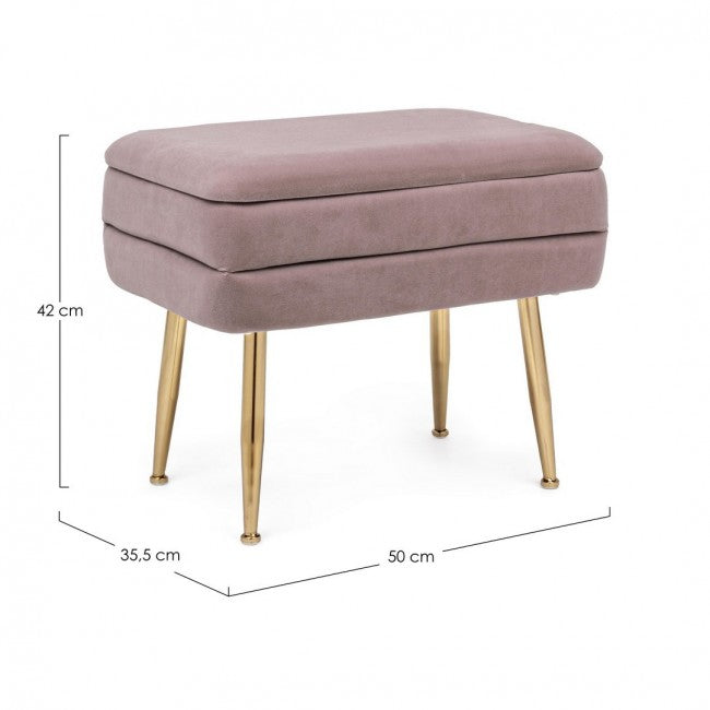 Panca Contenitore Velluto Grigio Moderno da Interno - SERENA Colore: Rosa