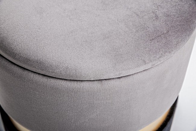 Pouf Contenitore Velluto Nero Moderno da Interno - POLLY Colore: Nero