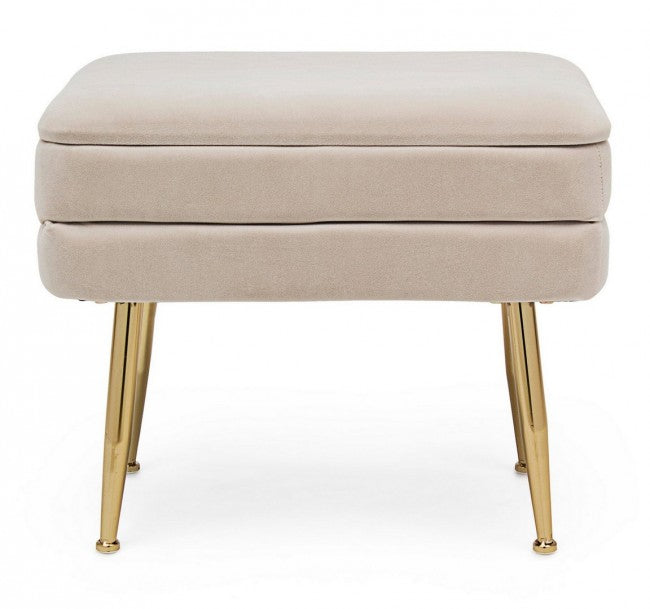 Panca Contenitore Velluto Grigio Moderno da Interno - SERENA Colore: Beige