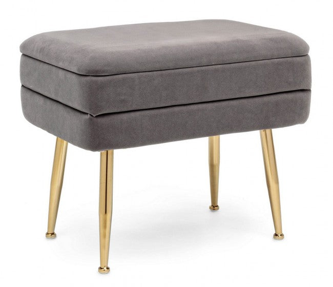 Panca Contenitore Velluto Grigio Moderno da Interno - SERENA Colore: Grigio