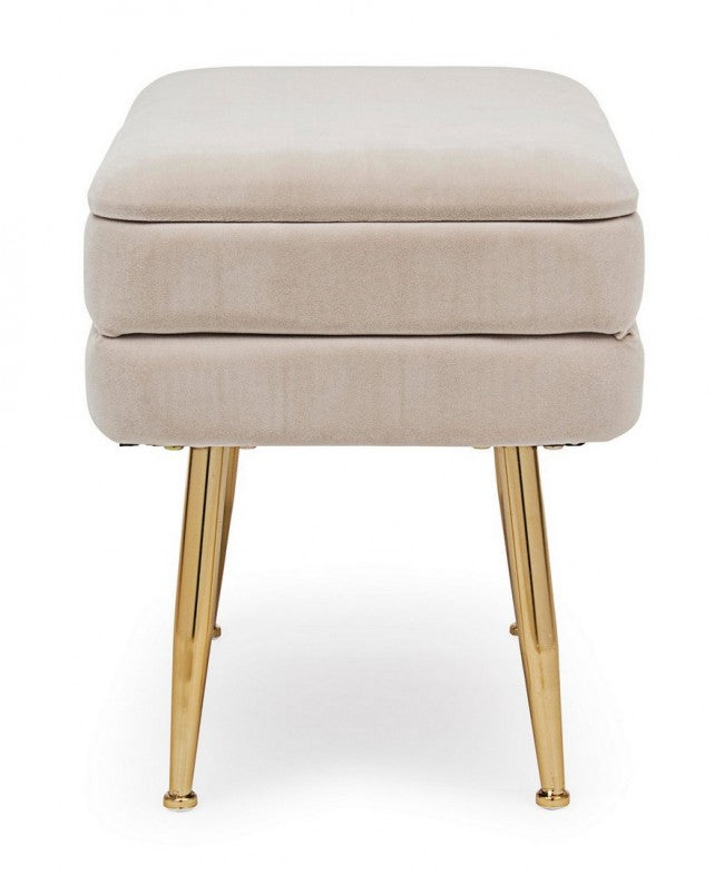 Panca Contenitore Velluto Grigio Moderno da Interno - SERENA Colore: Beige