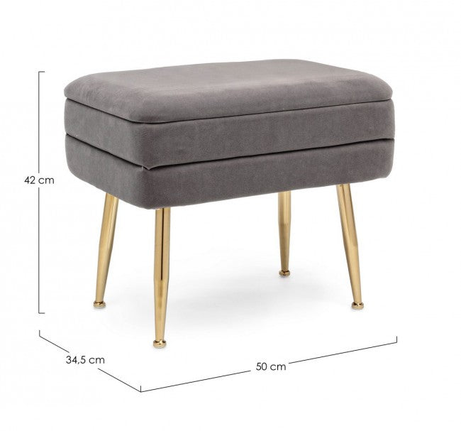 Panca Contenitore Velluto Grigio Moderno da Interno - SERENA Colore: Grigio