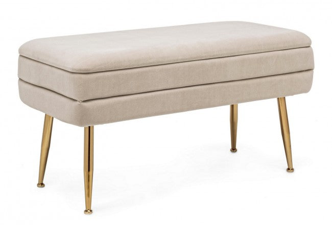 Panca Contenitore Velluto Grigio Moderno da Interno - SERENA Colore: Beige