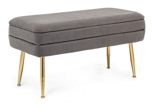Panca Contenitore Velluto Grigio Moderno da Interno - SERENA Colore: Grigio