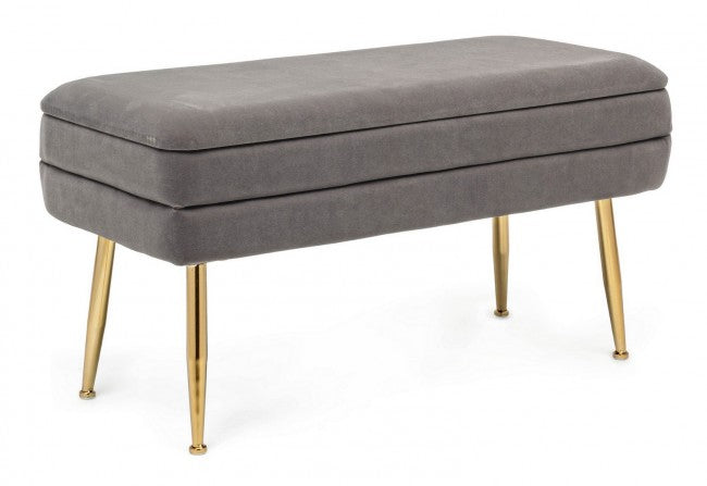 Panca Contenitore Velluto Grigio Moderno da Interno - SERENA Colore: Grigio