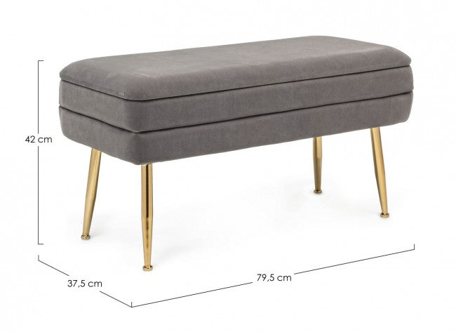 Panca Contenitore Velluto Grigio Moderno da Interno - SERENA Colore: Grigio