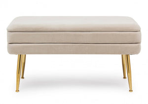 Panca Contenitore Velluto Grigio Moderno da Interno - SERENA Colore: Beige