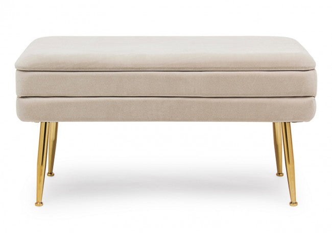 Panca Contenitore Velluto Grigio Moderno da Interno - SERENA Colore: Beige