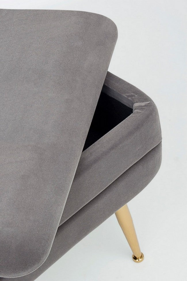 Panca Contenitore Velluto Grigio Moderno da Interno - SERENA Colore: Grigio