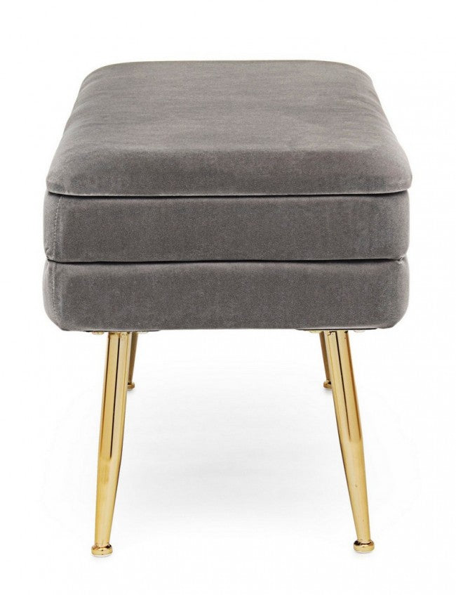 Panca Contenitore Velluto Grigio Moderno da Interno - SERENA Colore: Grigio