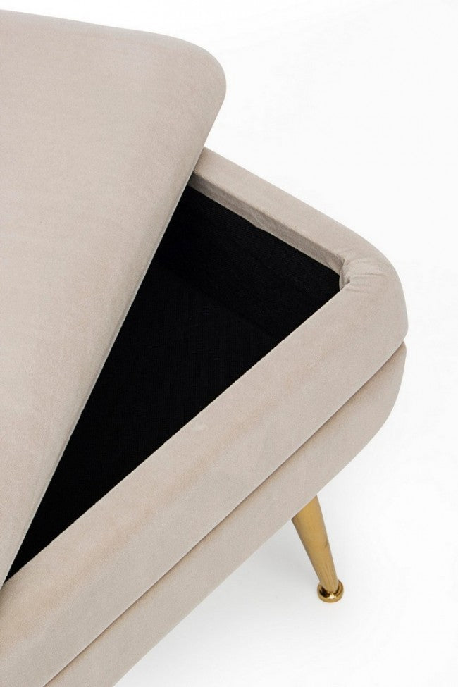 Panca Contenitore Velluto Grigio Moderno da Interno - SERENA Colore: Beige