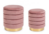 Pouf Contenitore Velluto Rosa Moderno da Interno - TINI Colore: Rosa