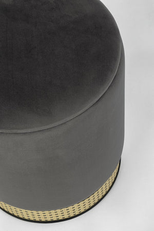 Pouf Contenitore Velluto Grigio Moderno da Interno - TAYLOR Colore: Grigio