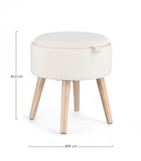 Sgabello Contenitore Bouclé Grigio Moderno da Interno - BRIAR Colore: Bianco