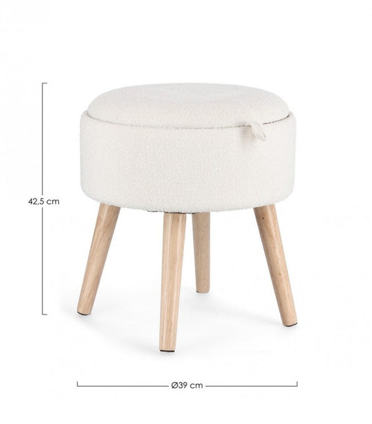Sgabello Contenitore Bouclé Grigio Moderno da Interno - BRIAR Colore: Bianco