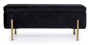 Panca Contenitore Velluto Nero Moderna da Interno - DAHLIA Colore: Nero