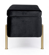 Panca Contenitore Velluto Nero Moderna da Interno - DAHLIA Colore: Nero