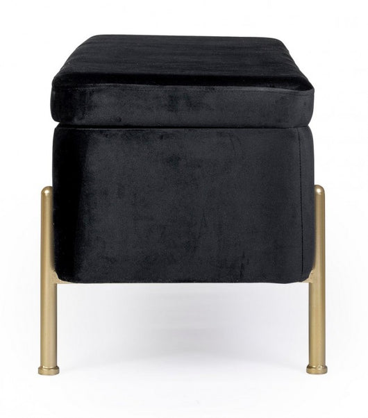 Panca Contenitore Velluto Nero Moderna da Interno - DAHLIA Colore: Nero