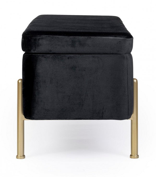 Panca Contenitore Velluto Nero Moderna da Interno - DAHLIA Colore: Nero