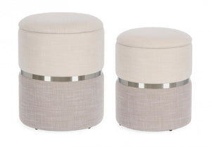 Pouf Contenitore Tessuto Grigio Moderno da Interno - WHITE Colore: Grigio