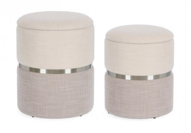 Pouf Contenitore Tessuto Grigio Moderno da Interno - WHITE Colore: Grigio